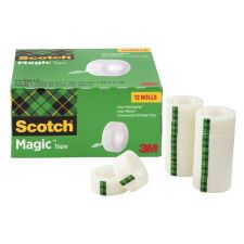 Scotch Magic Tape, Invisible, 12 Tape Rolls, 3/4 in x 1000 in, Home Office Supplies and School Supplies for College and Classrooms