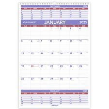 2025 AT-A-GLANCE 3-Month Wall Calendar, 15-1/2" x 22-3/4", Traditional, January 2025 To December 2025, PM628