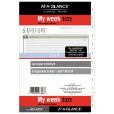 2025 AT-A-GLANCE Weekly/Monthly Planner Refill, 5-1/2" x 8-1/2", Traditional, January 2025 To December 2025, 481-285Y