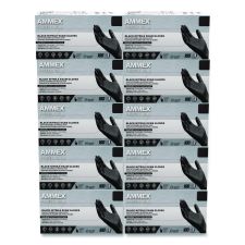 AMMEX Professional Nitrile Exam Gloves, Powder-Free, Medium, 3 mil Thick, 9.5" Long, Black, 100/Box, 10 Boxes/Carton