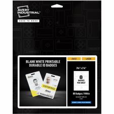 Avery Name Badge, 80 Packaged Quantity, Vertical, Portrait, 2.1"W x 3.4"H, Rectangular Shape, Double Sided