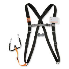 ergodyne Squids 3138 Padded Barcode Scanner Lanyard Harness, 33" Arm Straps,18.5" Lanyard,Black/Orange/Gray