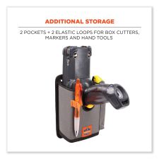 ergodyne Squids 5543 Handheld Barcode Scanner Mount Holder with Fastener Straps, 2 Compartments, 3.5 x 1.5 x 6.3, Gray