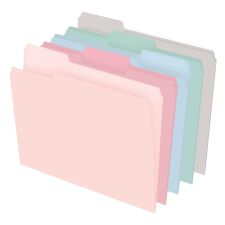 File Folders, 1/3 Cut, Letter Size, Assorted Pastel Colors, Box Of 100 Folders