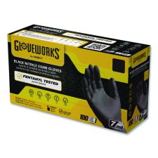 GloveWorks by AMMEX Nitrile Exam Gloves, Powder-Free, X-Large, 6 mil Thick, 9.5" Long, Black, 100/Box, 10 Boxes/Carton