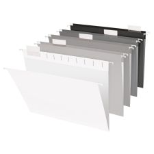 Hanging File Folders, 1/5-Cut, Letter Size, Assorted Grayscale Colors, Pack Of 25 Folders