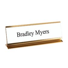 Metal Pedestal Desk Holder with Engraved Sign, 2" x 8" (1/PK)