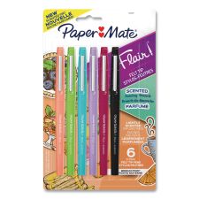 Paper Mate Flair Scented Felt Tip Porous Point Pen, Stick, Medium 0.7 mm, Sunday Brunch Scents, Assorted Ink and Barrel Colors, 6/Pack