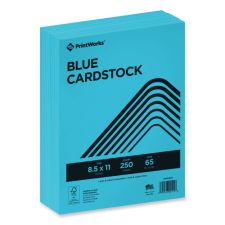 PrintWorks Professional Color Cardstock, 65 lb Cover Weight, 8.5 x 11, Blue, 250/Ream