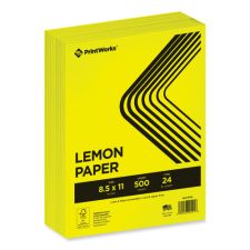 PrintWorks Professional Color Paper, 24 lb Text Weight, 8.5 x 11, Lemon Yellow, 500/Ream