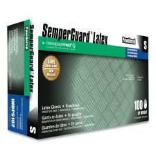 SemperGuard Latex Powdered Gloves, Small, 4 mil Thick, 9.45" Long, Cream, 100/Box
