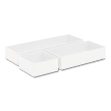 TRU RED Three-Piece Plastic Drawer Organizer, 3.23 x 3.23 x 1.47, 6.26 x 3.23 x 1.47, 9.5 x 3.23 x 1.47, White, 3/Set