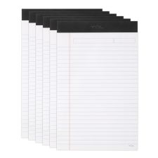 TUL Writing Pads, Junior Size, Narrow Rule, 50 Sheets Per Pad, White, Pack Of 6 Pads