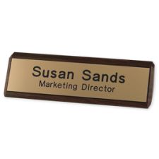 Walnut Desk Block with Engraved Sign, 2" x 8" (1/PK)
