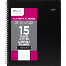 2024-2025 Mead Basic Weekly/Monthly Planner, 8-1/2 x 11, Black, October To December