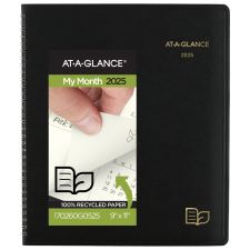 2025 AT-A-GLANCE Monthly Planner, 9" x 11", 100% Recycled, Black, January To December, 70260G05