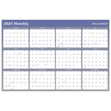 2025 AT-A-GLANCE Reversible Yearly Wall Calendar, 24" x 36", Blue, January 2025 To December 2025, A1102