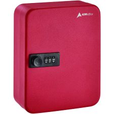 AdirOffice Steel Heavy-Duty Key Cabinet with Combination Lock, 30-Key, 6.4 x 3 x 8, Stainless Steel 304, Red
