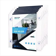 AdirOffice Suction-Mount Acrylic Window Sign Holders, 8.5 x 11, Clear, 12 Sign Holders