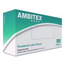 AMBITEX L5101 Series Lightly Powdered Latex Gloves, X-Large, 4 mil Thick, 9" Long, Cream, 100/Box