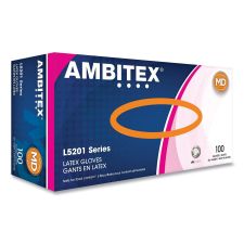 AMBITEX L5201 Series Powder-Free Latex Gloves, Medium, 4 mil Thick, 9" Long, Cream, 100/Box