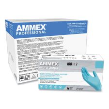 AMMEX Professional Nitrile Exam Gloves, Powder-Free, Large, 3 mil Thick, 9.5" Long, Light Blue, 100/Box, 10 Boxes/Carton
