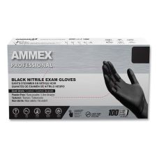 AMMEX Professional Nitrile Exam Gloves, Powder-Free, X-Large, 3 mil Thick, 9.5" Long, Black, 100/Box, 10 Boxes/Carton
