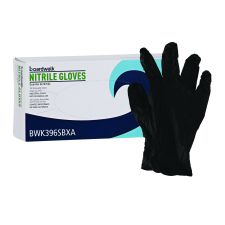Boardwalk 396 Series Disposable General-Purpose Nitrile Gloves, Powder-Free, Small, 4.4 mil Thick, 9.5" Long, Black, 100/Box