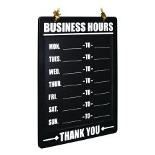 Excello Global Products Business Hours Indoor/Outdoor Hanging Chalkboard, 10 x 0.38 x 20.75, Black/White