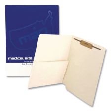 Medical Arts Press Slash Pocket End Tab Fastener Folders, 0.75" Expansion, 1 Fastener, Letter Size, Manila Exterior, 250/Box