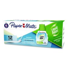 Paper Mate Liquid Paper Fast Dry and Smooth Coverage Correction Fluid Value Pack, Foam Brush Tip Applicator, 0.74 oz Bottle, White, Dozen
