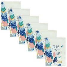 PUKKA PAD Daily Planner, Feathers, 8.27 x 5.83, Blue/Cream/Pink Cover, 2-Month, Undated, 6/Pack