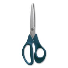 TRU RED Stainless Steel Scissors, 8" Long, 3.58" Cut Length, Straight Green Handle