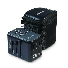 Verbatim UTA-09 Gan III Universal Travel Adapter, (2) USB-A/(2) USB-C/USB-C with Power Delivery 3.0