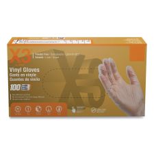 X3 by AMMEX Industrial Vinyl Gloves, Powder-Free, Large, 3 mil Thick, 9.5" Long, Clear, 100/Box, 10 Boxes/Carton