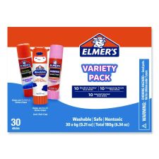 Elmer's Glue Stick Variety Pack, 0.21 oz, Dries Clear, 30/Pack