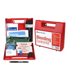 First Aid Only Bleeding Control Wall Station Single Kit - Deluxe, 14 Pieces, Plastic Case