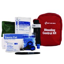 First Aid Only Right Response Bleeding Control Kit for Limb and Chest Wounds, 16 Pieces, Fabric Pouch