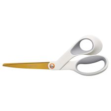 Fiskars SoftGrip Titanium Scissors, 8" Long, 4" Cut Length, Offset White Handle