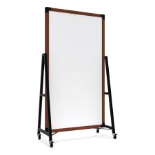 Ghent Prest Mobile Magnetic Whiteboard, 40.5" x 73.75", White Surface, Caramel Oak Finished Wood Frame