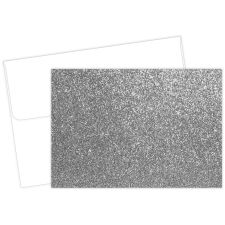 Great Papers! Note Card and White Envelopes, Silver Glitter, 4.875" x 3.375"(folded), 15 count
