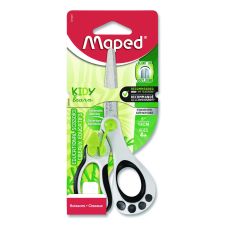 Maped Helix Kidy Spring-Assisted Educational Scissors Rounded Tip, 5.41" Long, 2" Cut Length, Straight White/ Black Handle