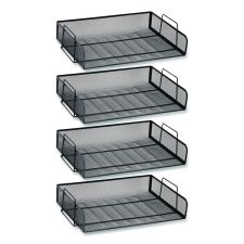 Mind Reader Stackable Paper Desk Tray Organizer, Letter Size, 9.75 x 14 x 3.25, Black, 4/Pack