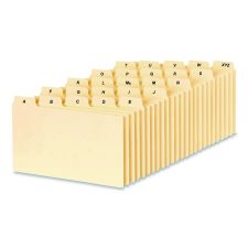Oxford A-Z Index Card Files, 1/5-Cut Top Tab, Assorted Position, 3 x 5, Manila, 25/Set