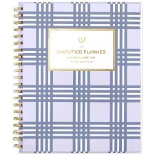 Simplified by Emily Ley for AT-A-GLANCE Academic 2025-2026 Customizable Weekly Monthly Planner, Lilac Plaid, Large, 8 1/2" x 11"