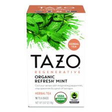 Tazo Tea Bags, Organic Refresh Mint, 16/Box