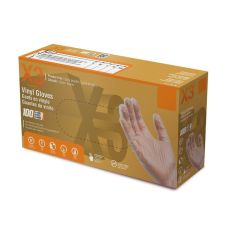 X3 Vinyl Powder-Free Industrial Gloves, Large, Clear, 100 Gloves Per Pack