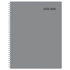 2025-2026 Office Depot Brand Monthly Academic Planner, 8-1/2" x 11", 30% Recycled, Gray, July 2025 To June 2026