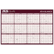 AT-A-GLANCE 2026 Horizontal Reversible Erasable Yearly Wall Calendar, Red and Blue, Extra Large, 48" x 32"