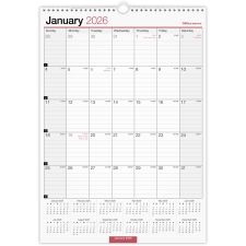 Monthly Wall Calendar, 12" x 17", White, January 2026 to December 2026, OD30162826